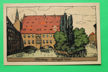 AK Nürnberg / 1910-20 / Litho / Heilig Geist Spital / Künstler Steinzeichnung Stein-Zeichnung / Monogramm L